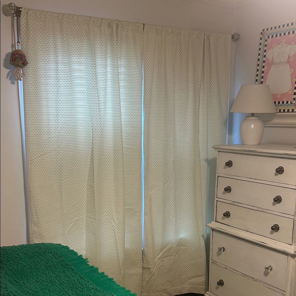 Pottery Barn Kids mint dot/Cream Drapes